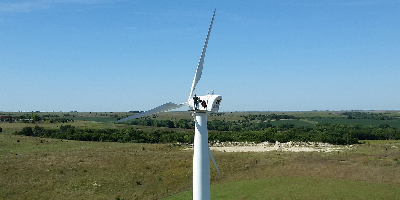 One of the college's wind turbines.