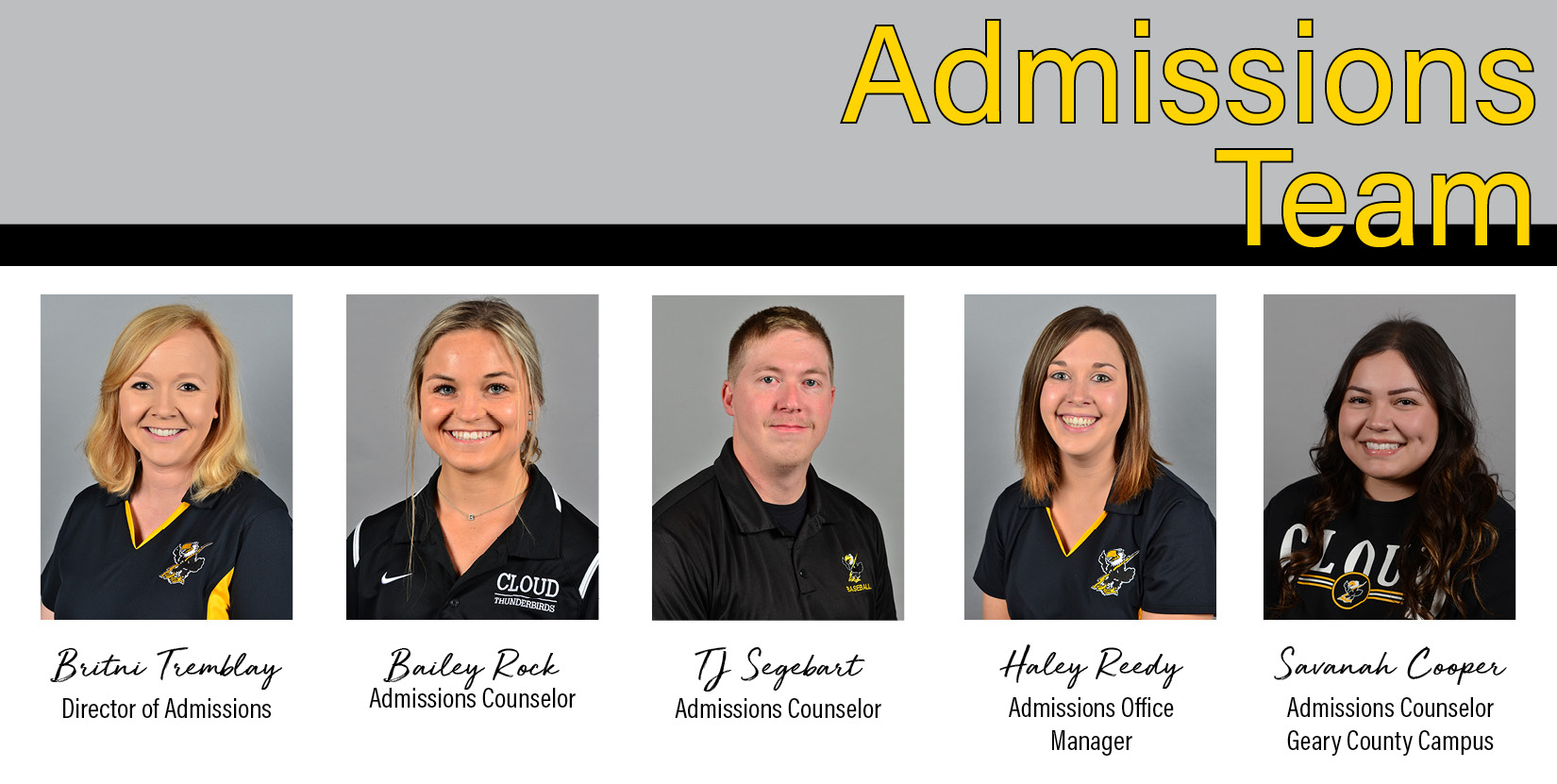 A photo of the members of the Admissions team.
