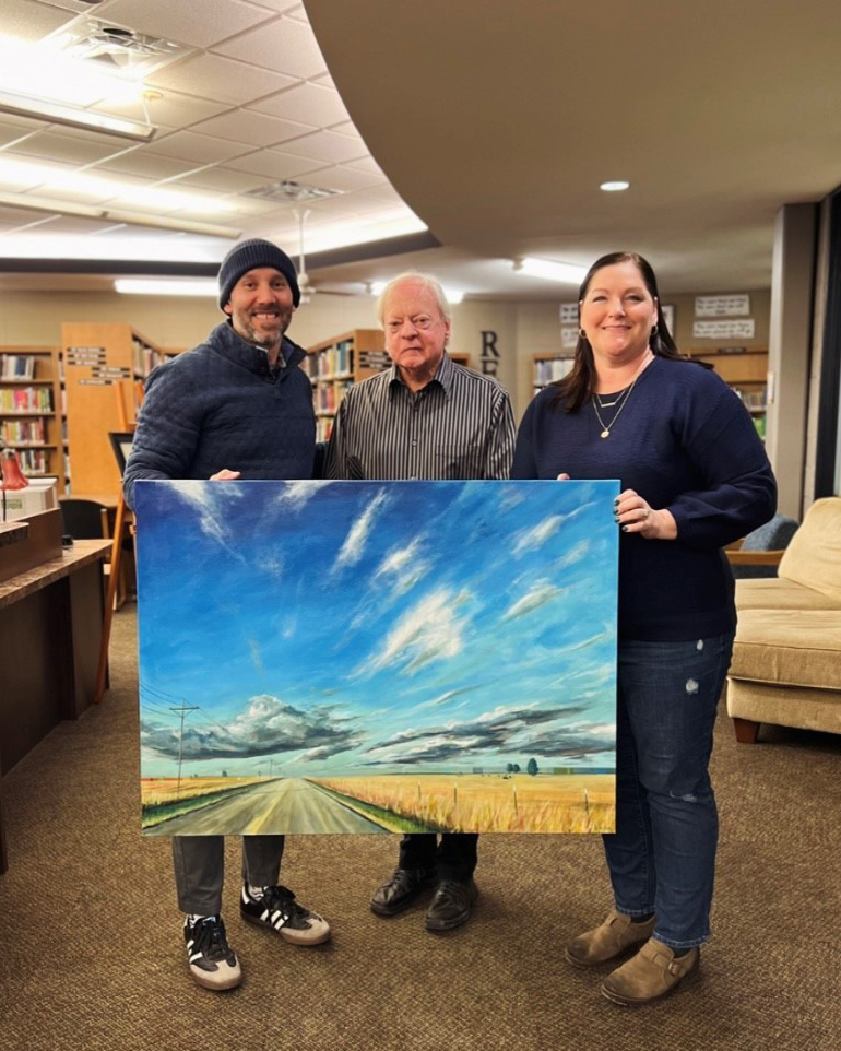 A photo of the CCCC Library art collection gift.