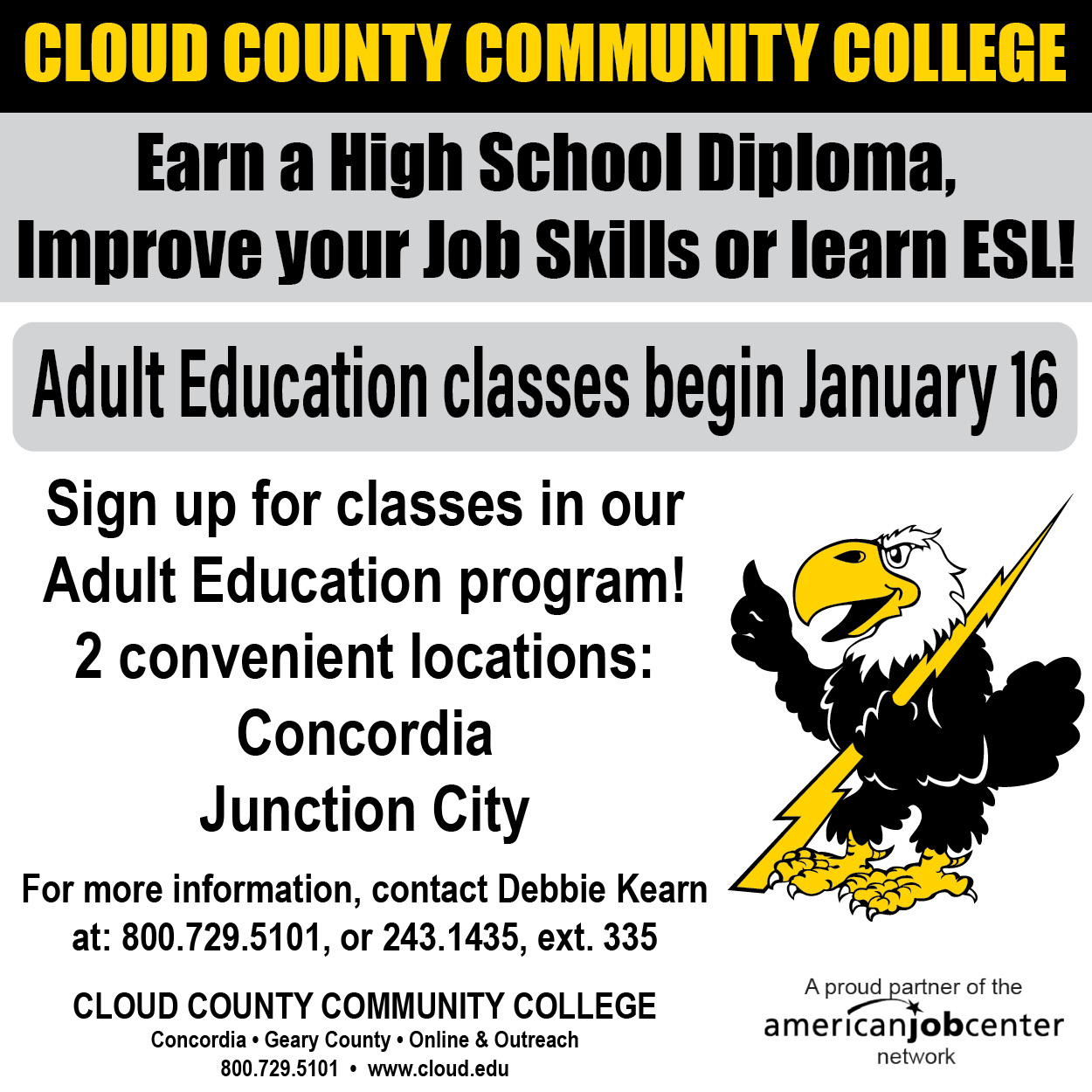Courses to be offered in the Adult Education program.