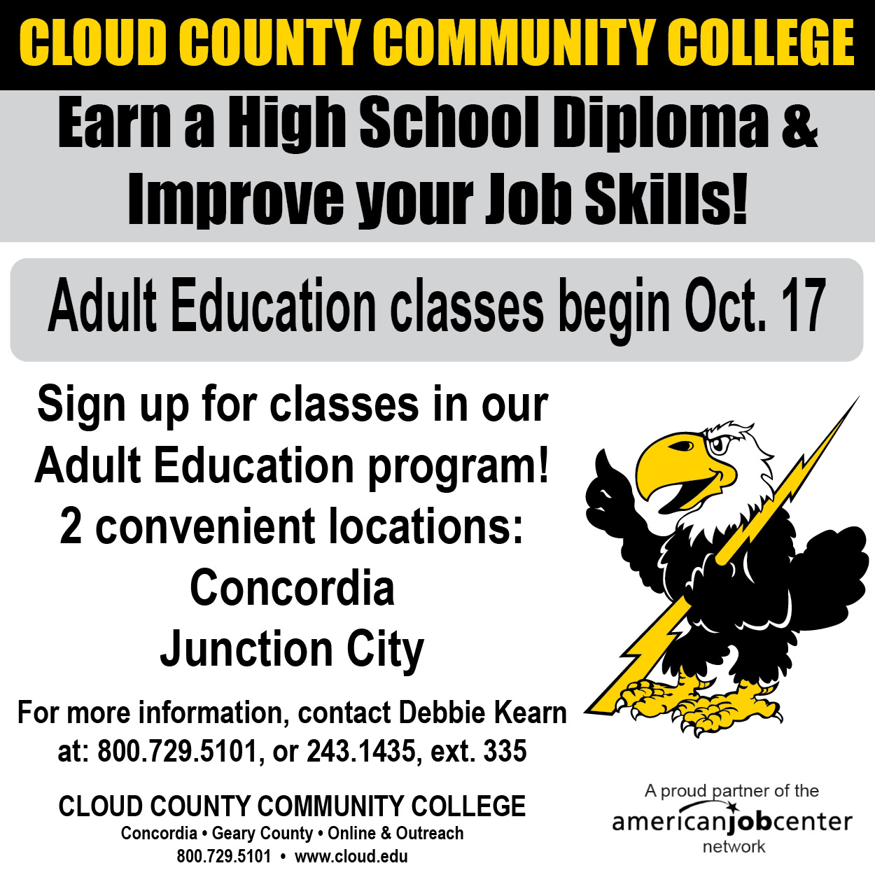 Courses to be offered in the Adult Education program.