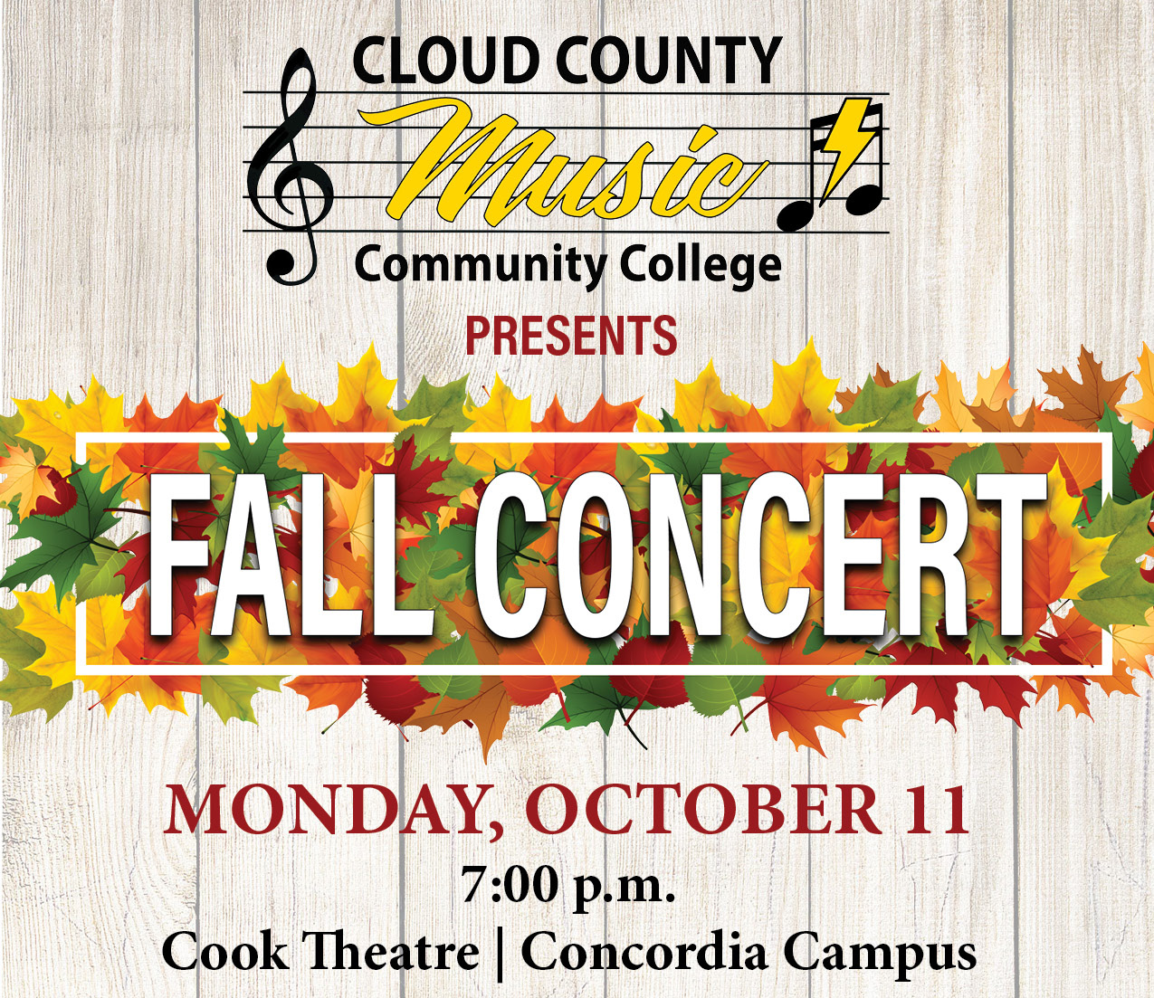 The Fall Music Concert is October 11, 2021.
