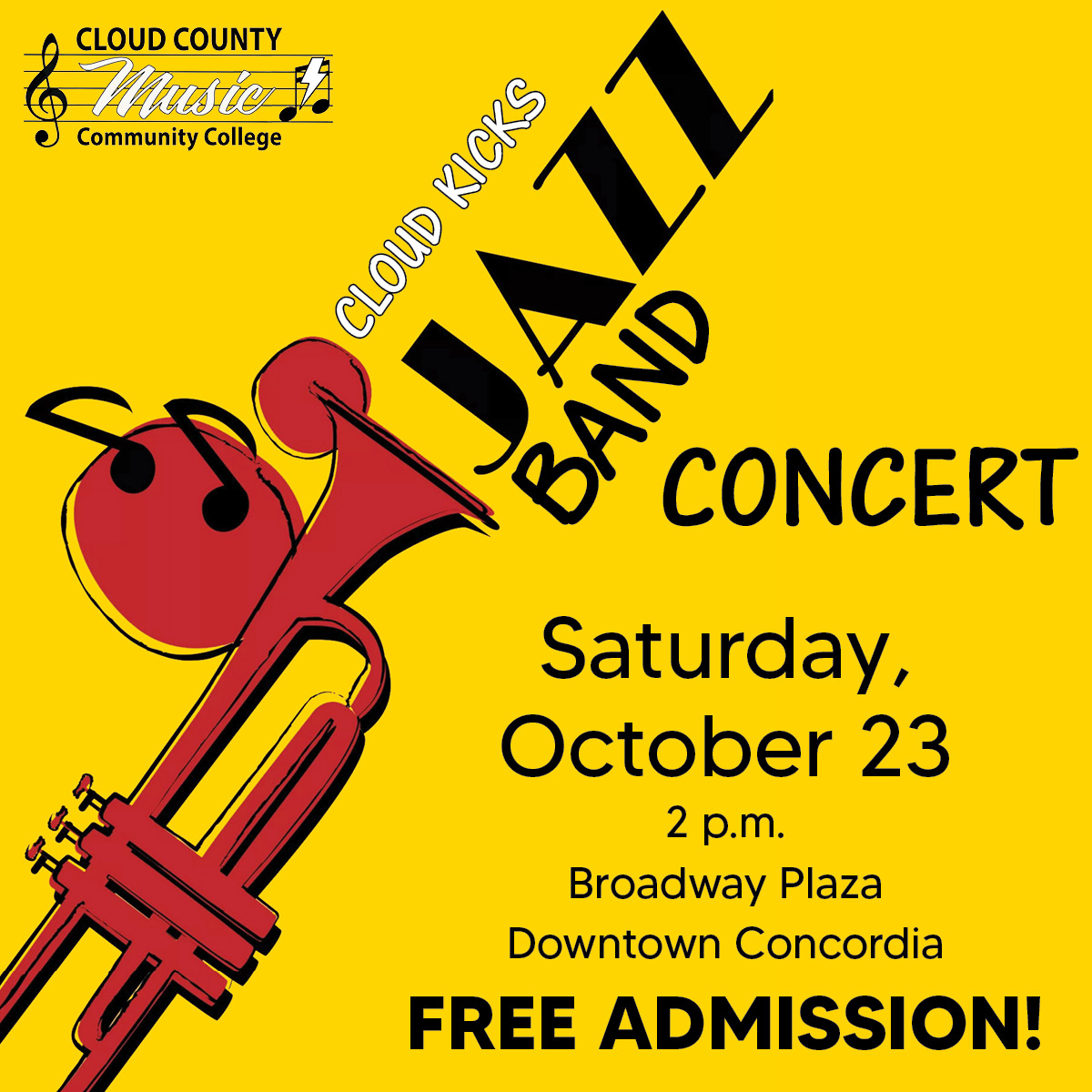 Cloud Kicks Jazz Band concert is October 22.