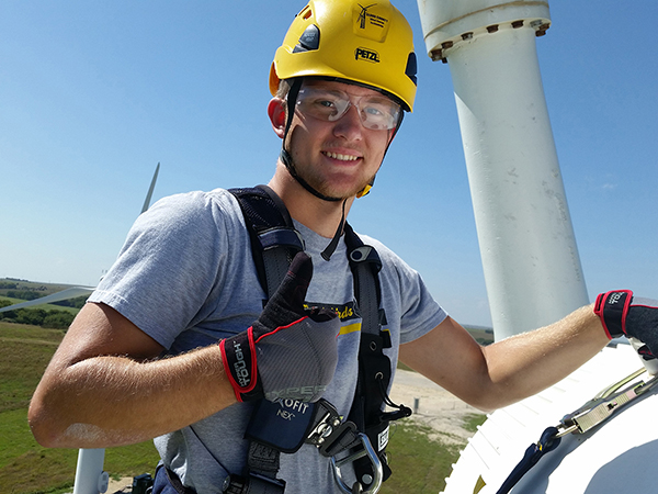 A photo of a Wind energy student.
