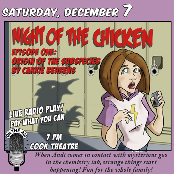 The poster for the radio play, Night of the Chicken.